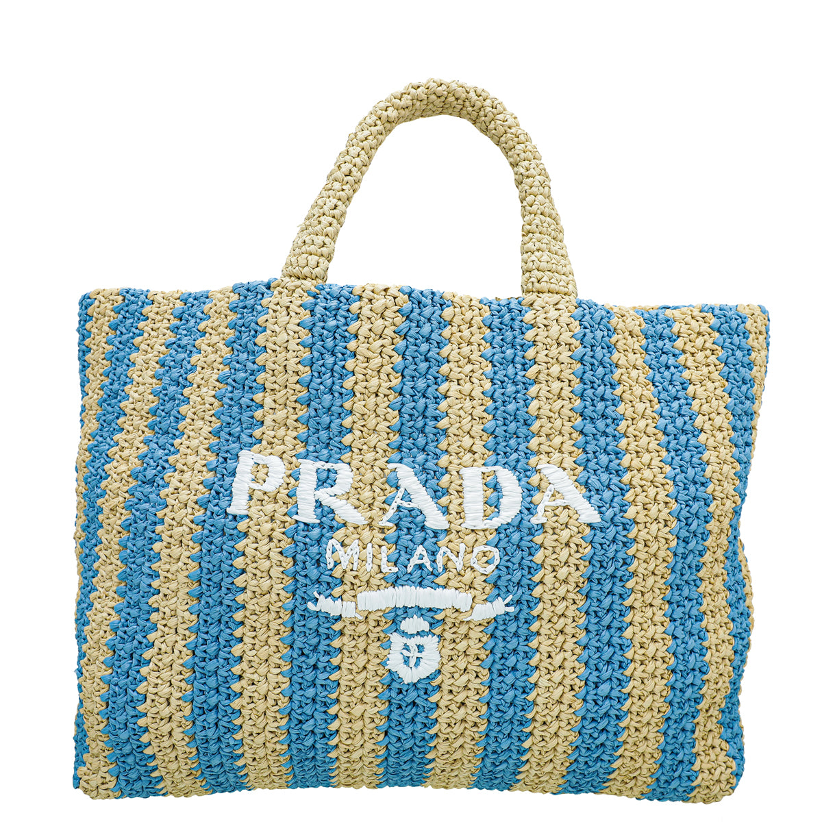 Prada Bicolor Raffia Large Tote Bag