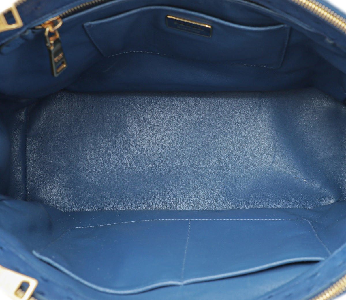 Prada Blue Ostrich Galleria Medium Bag