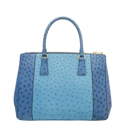 Prada Blue Ostrich Galleria Medium Bag