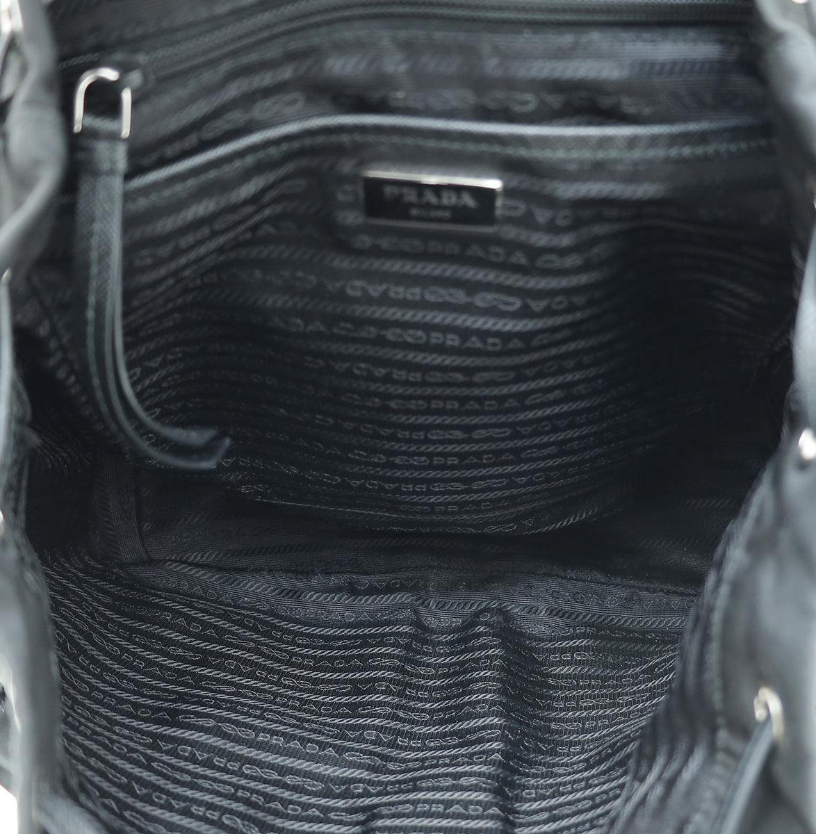 Prada Black Re-Nylon Studs Vela Backpack Bag