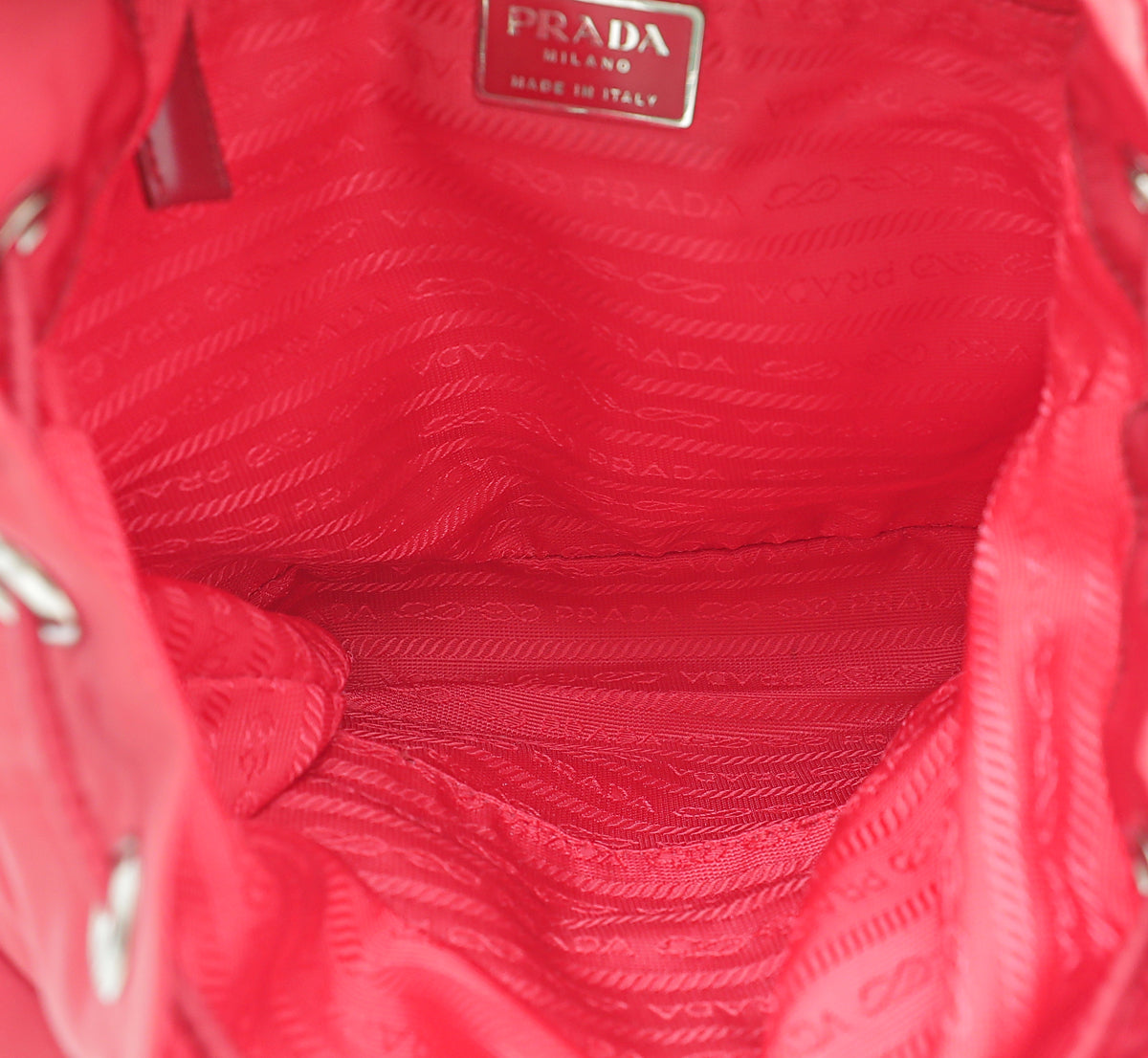 Prada Red Miele Vela Nylon Small Backpack Bag