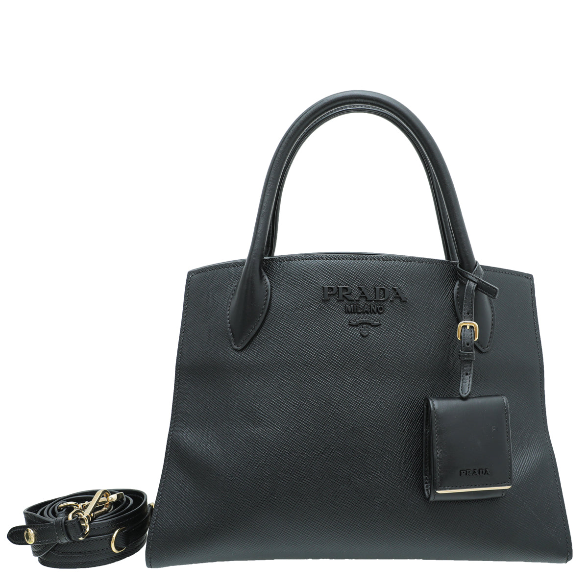 Prada Black Cuir Monochrome Medium Bag