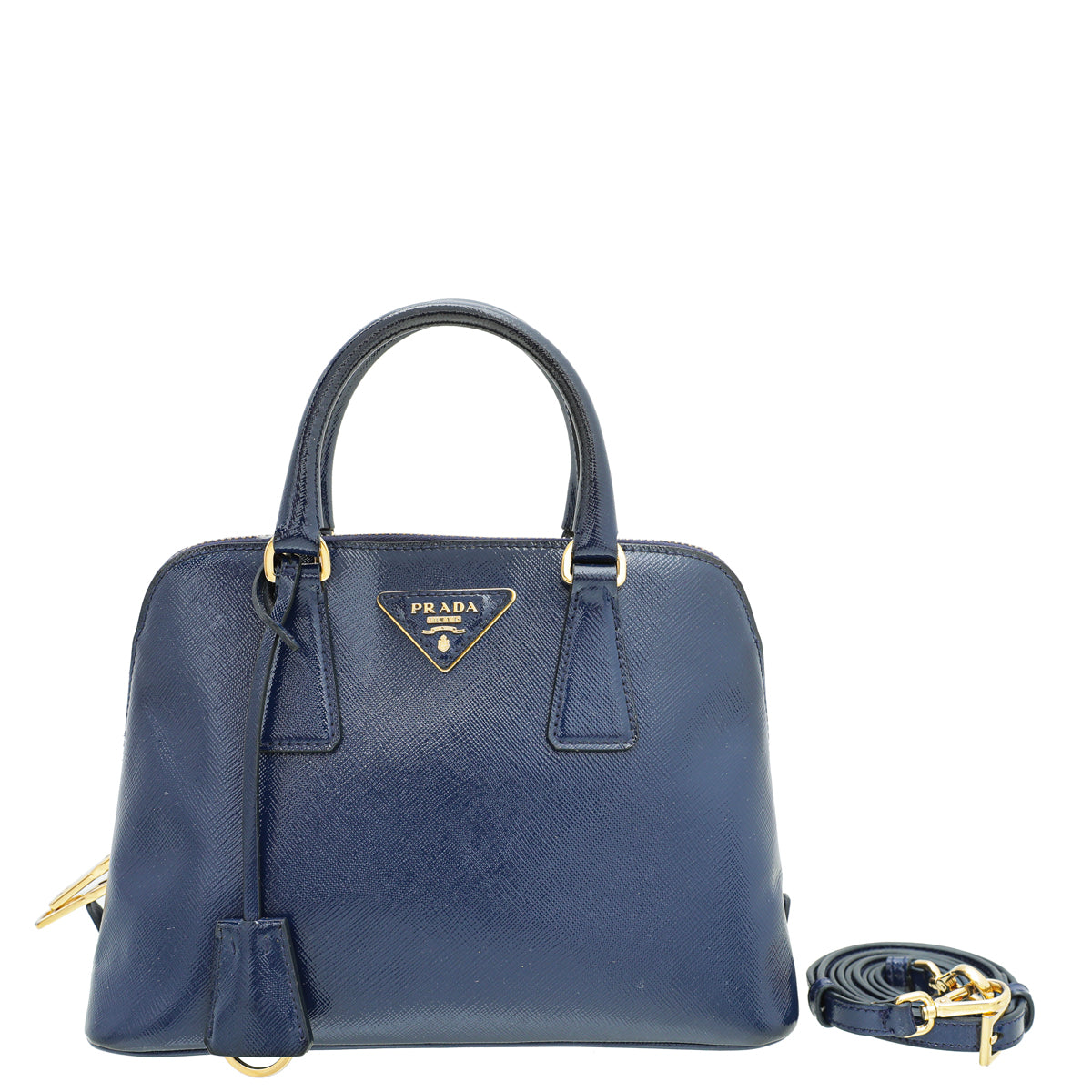 Prada Blue Vernice Promenade Bag