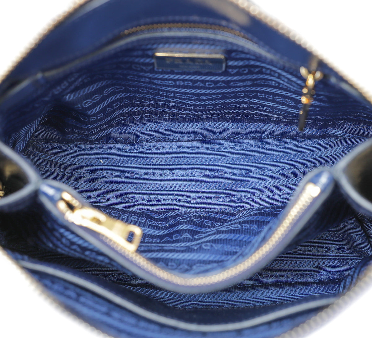 Prada Blue Vernice Promenade Bag