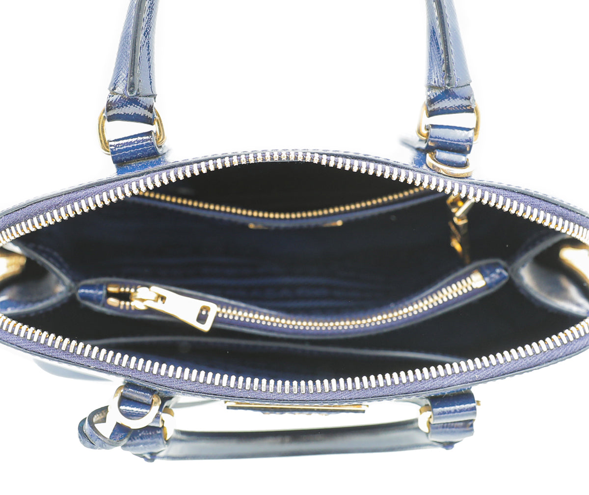 Prada Blue Vernice Promenade Bag