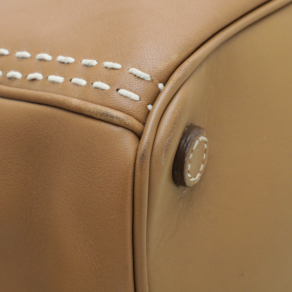 Prada Caramel Top Stitched City Double Zipped Tote Bag