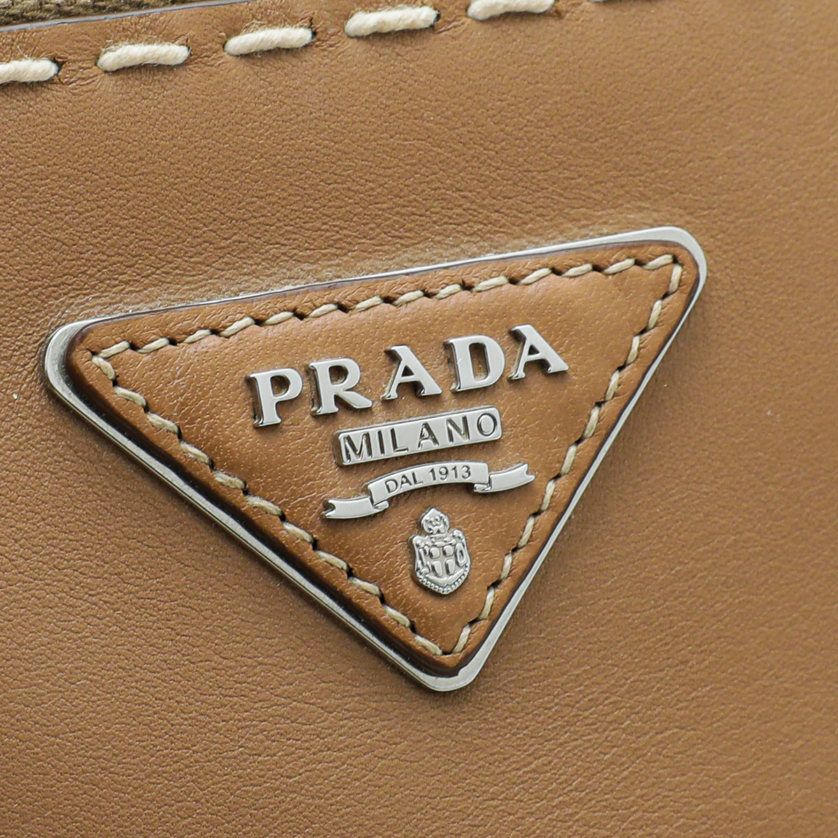 Prada Caramel Top Stitched City Double Zipped Tote Bag