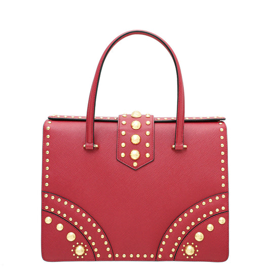 Prada Fuoco Lux Studded Handle Bag