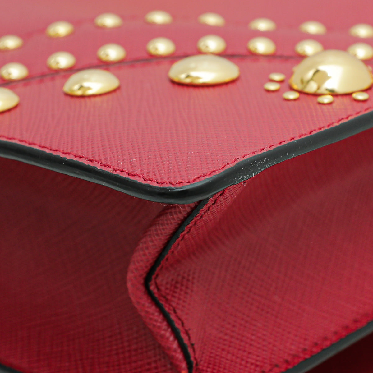 Prada Fuoco Lux Studded Handle Bag