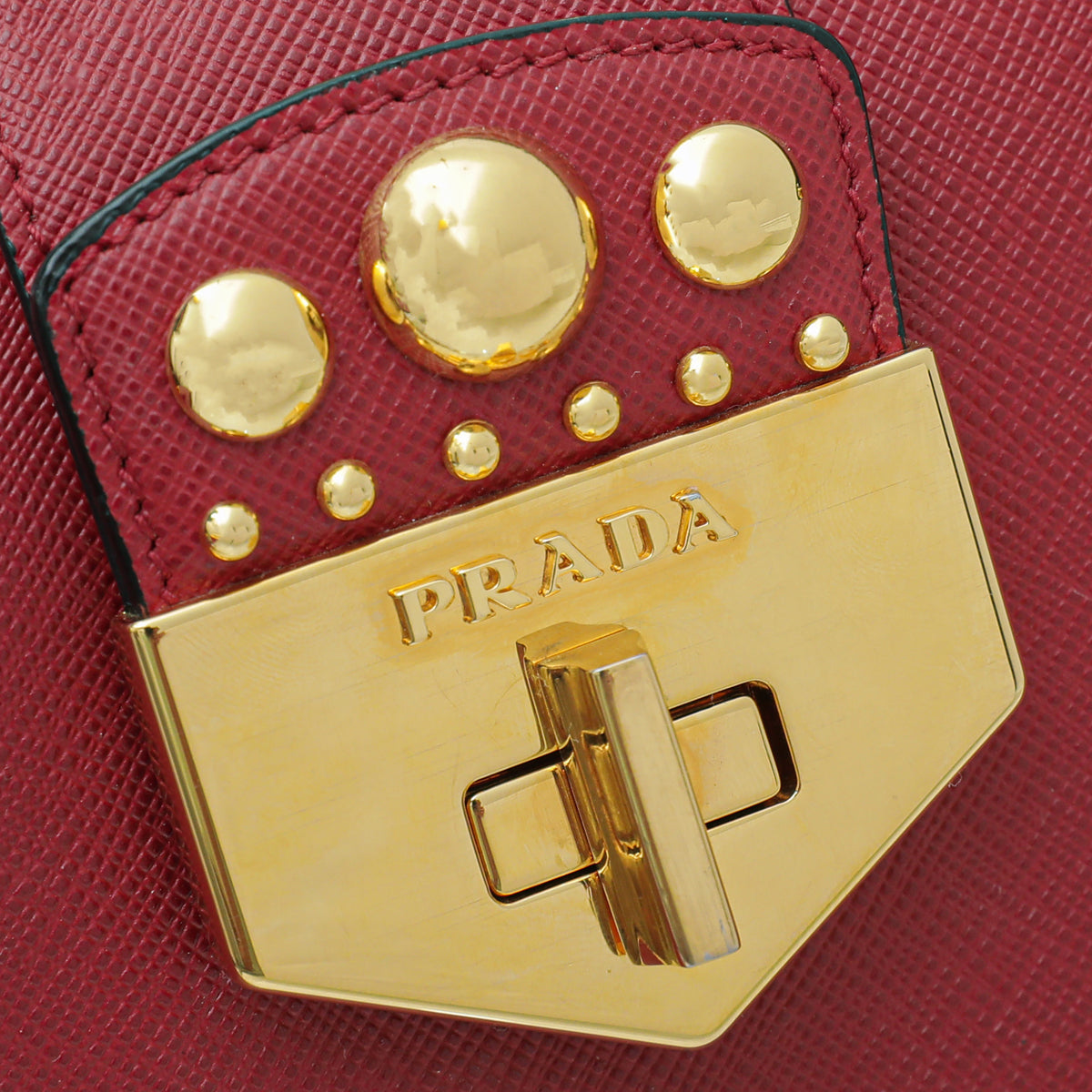 Prada Fuoco Lux Studded Handle Bag