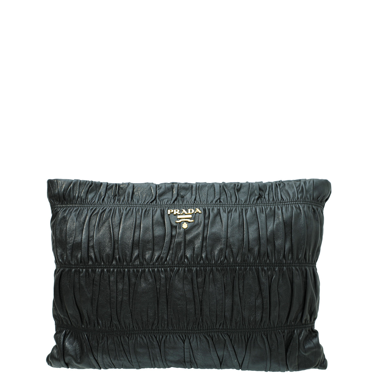 Prada Black Nappa Gaufre Zipped Clutch