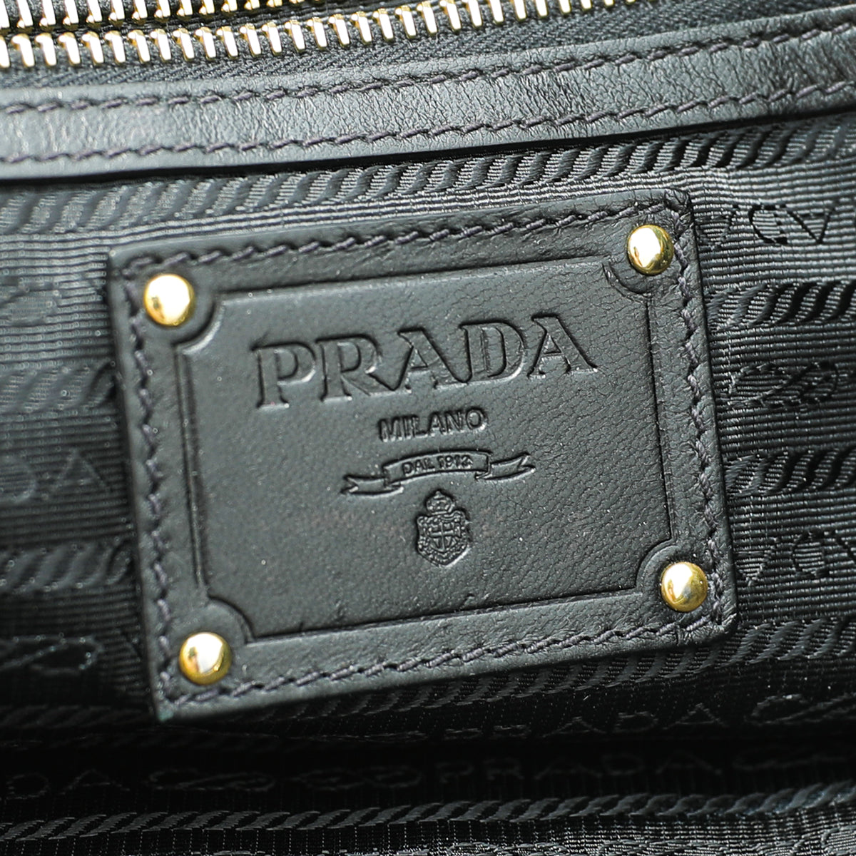 Prada Black Nappa Gaufre Zipped Clutch