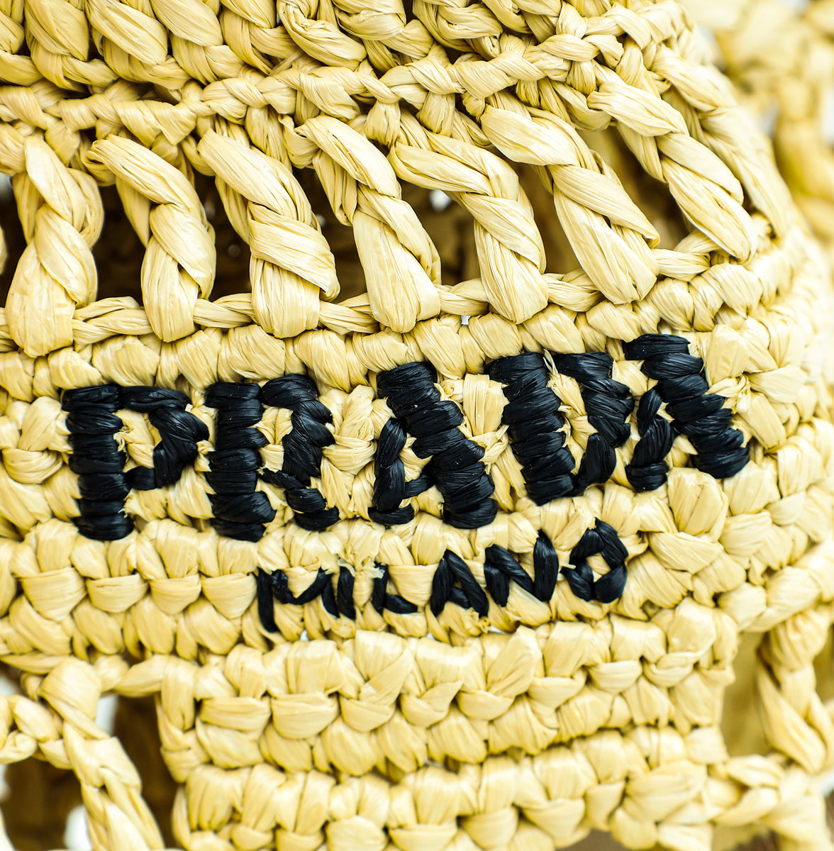 Prada Natural Logo Bucket Viscose Raffia Medium Hat