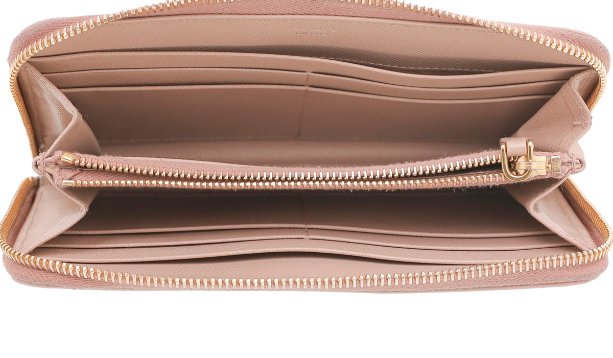 Prada Nude Zip Around Wallet