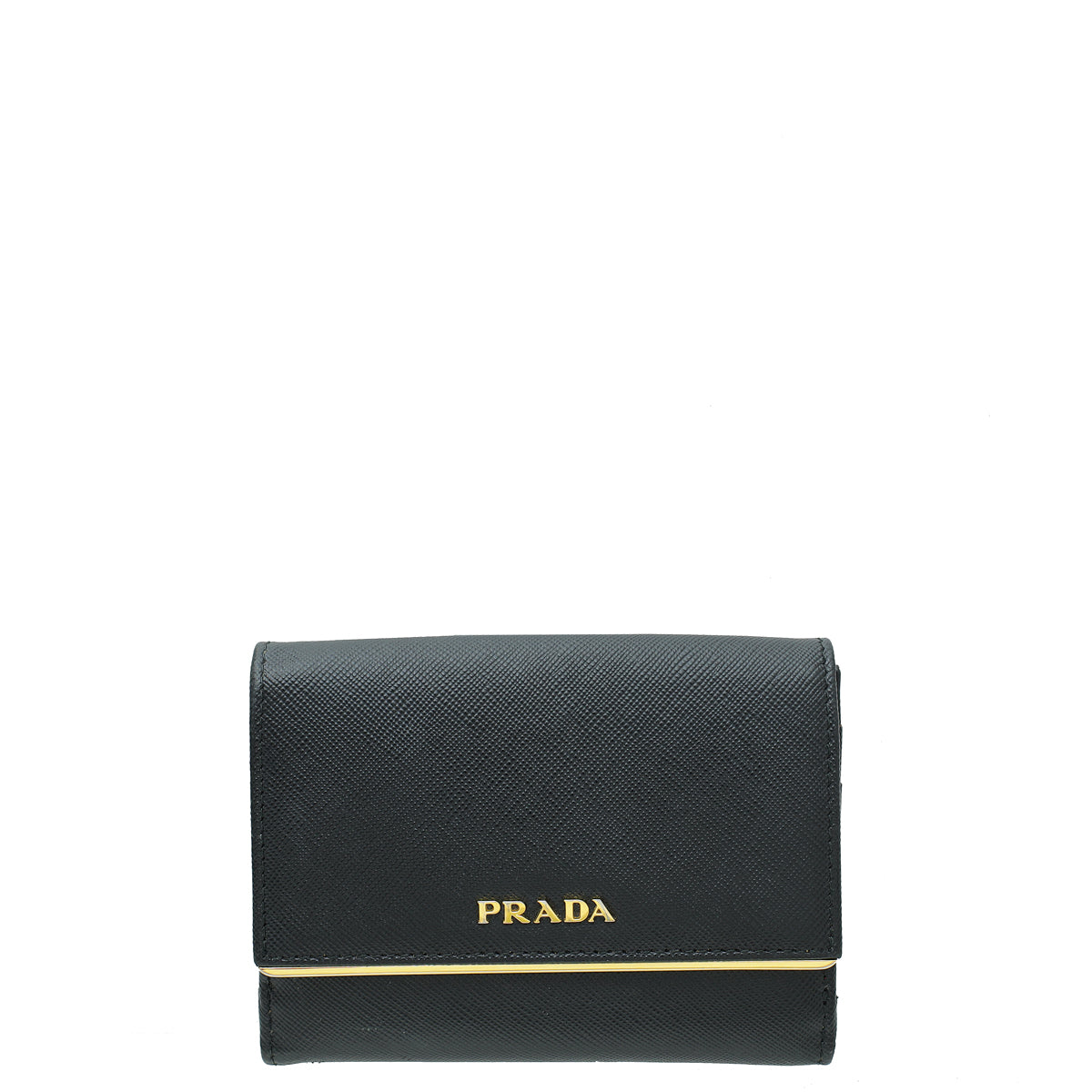 Prada Black Metal Bar French Wallet