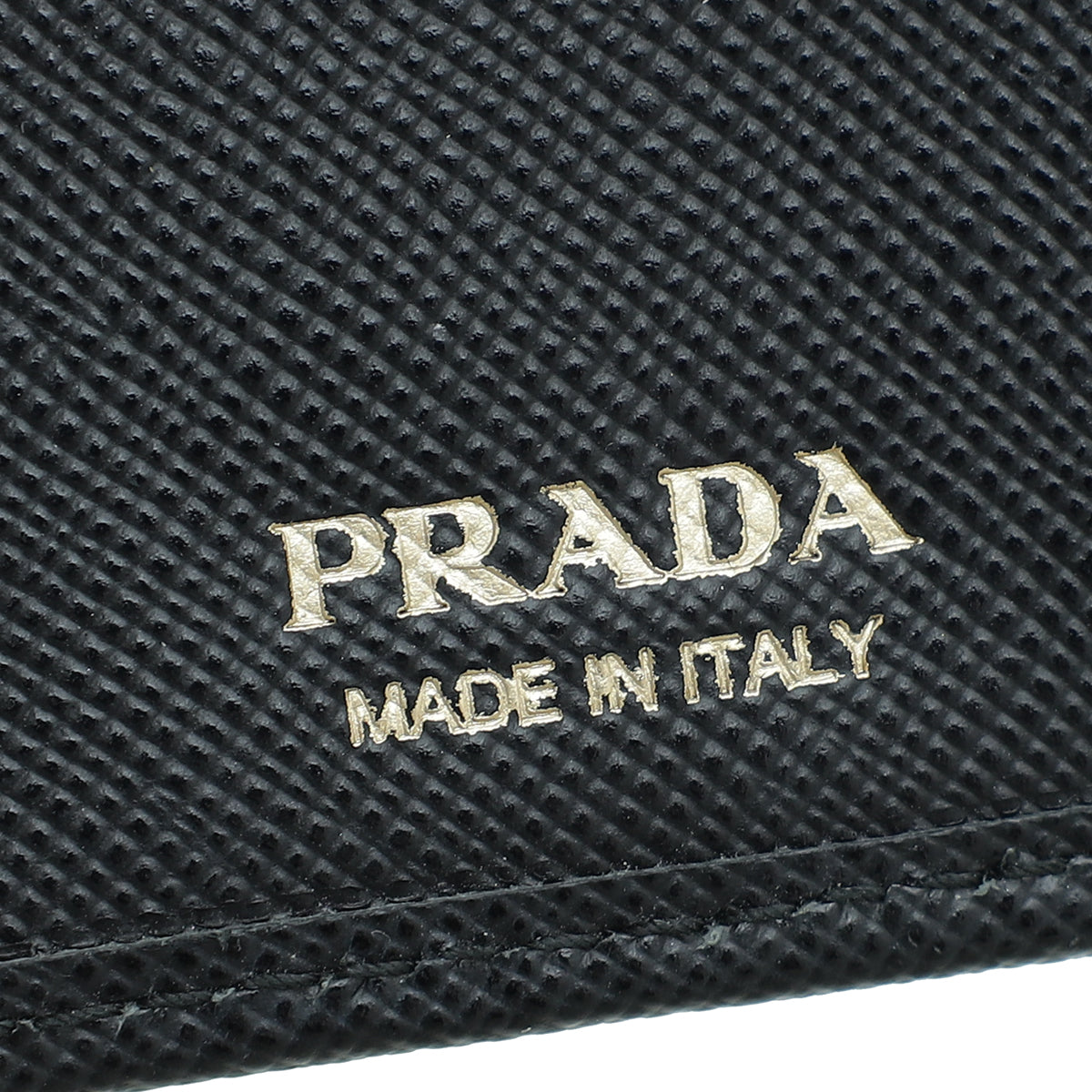 Prada Black Metal Bar French Wallet