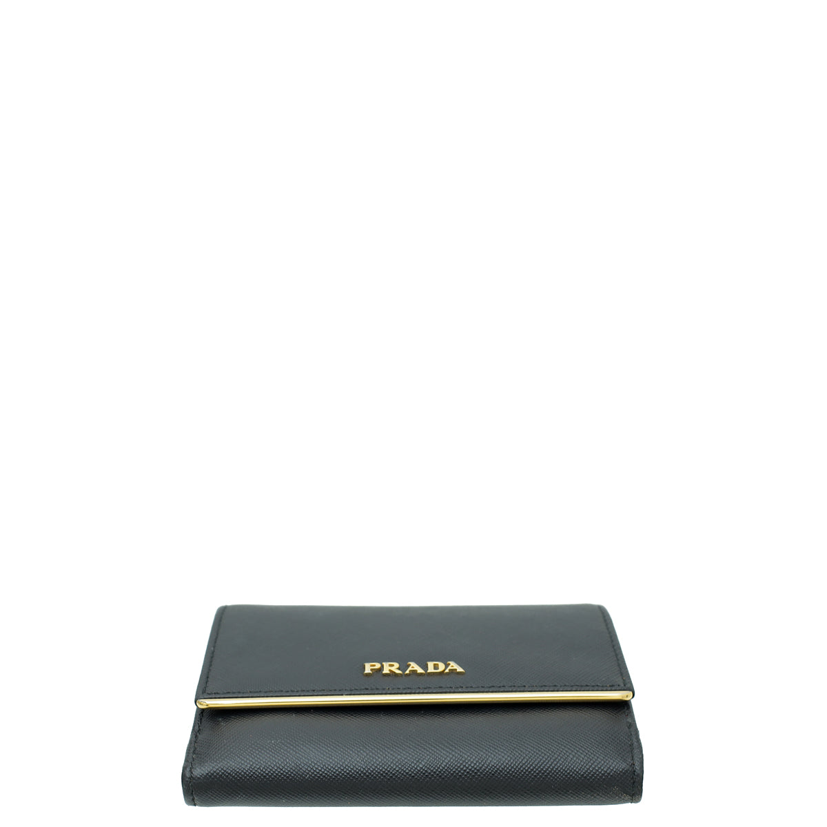 Prada Black Metal Bar French Wallet