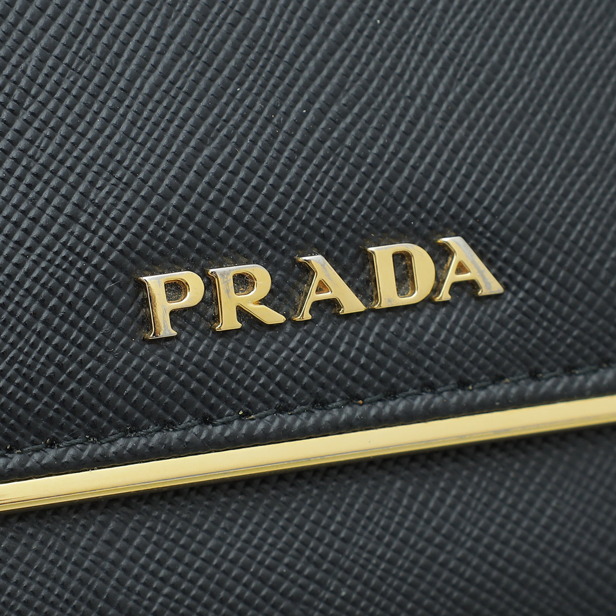 Prada Black Metal Bar French Wallet