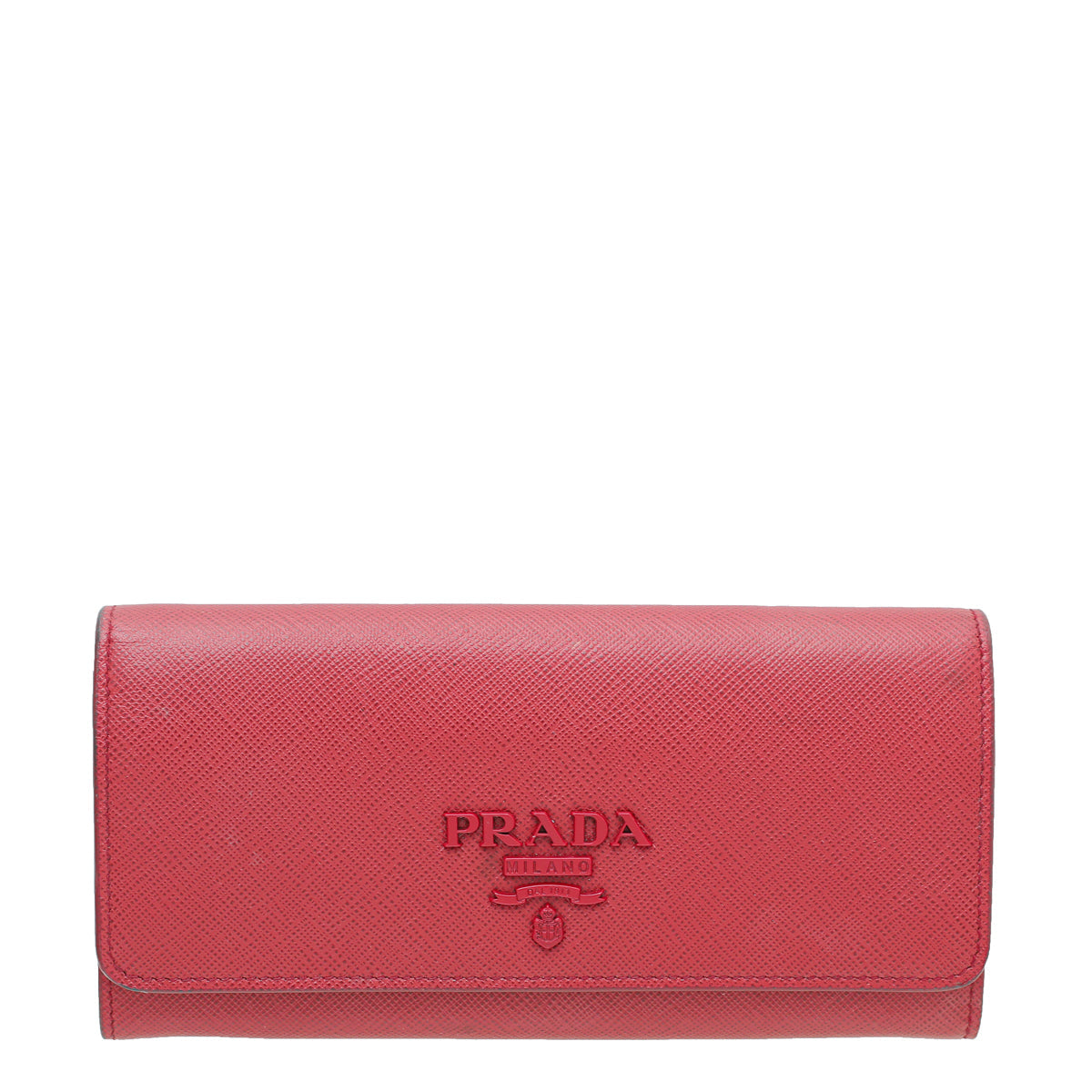 Prada Red Saffiano Monochrome Flap Long Wallet