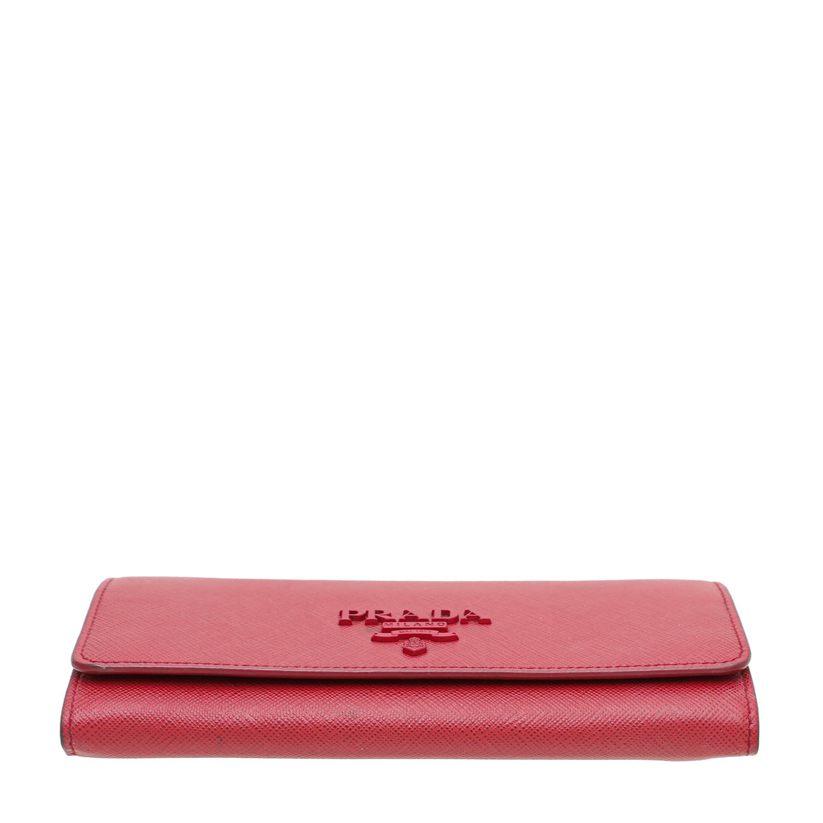 Prada Red Saffiano Monochrome Flap Long Wallet