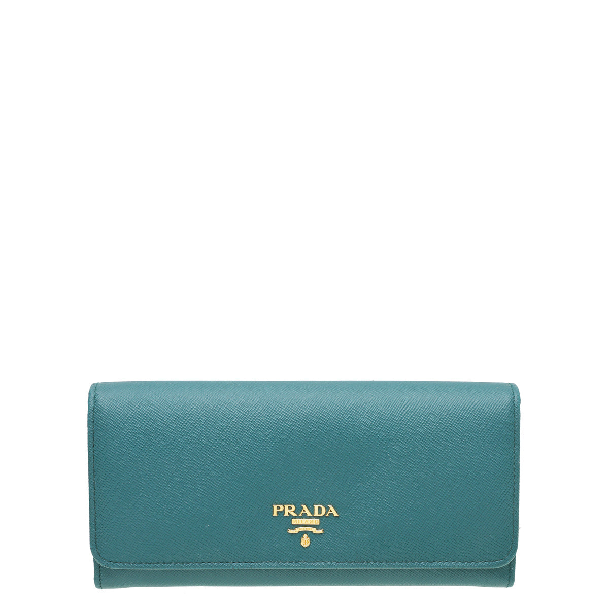 Prada Dark Teal Flap Wallet W/Detachable Card Case