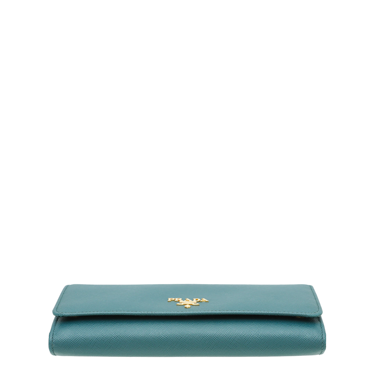 Prada Dark Teal Flap Wallet W/Detachable Card Case