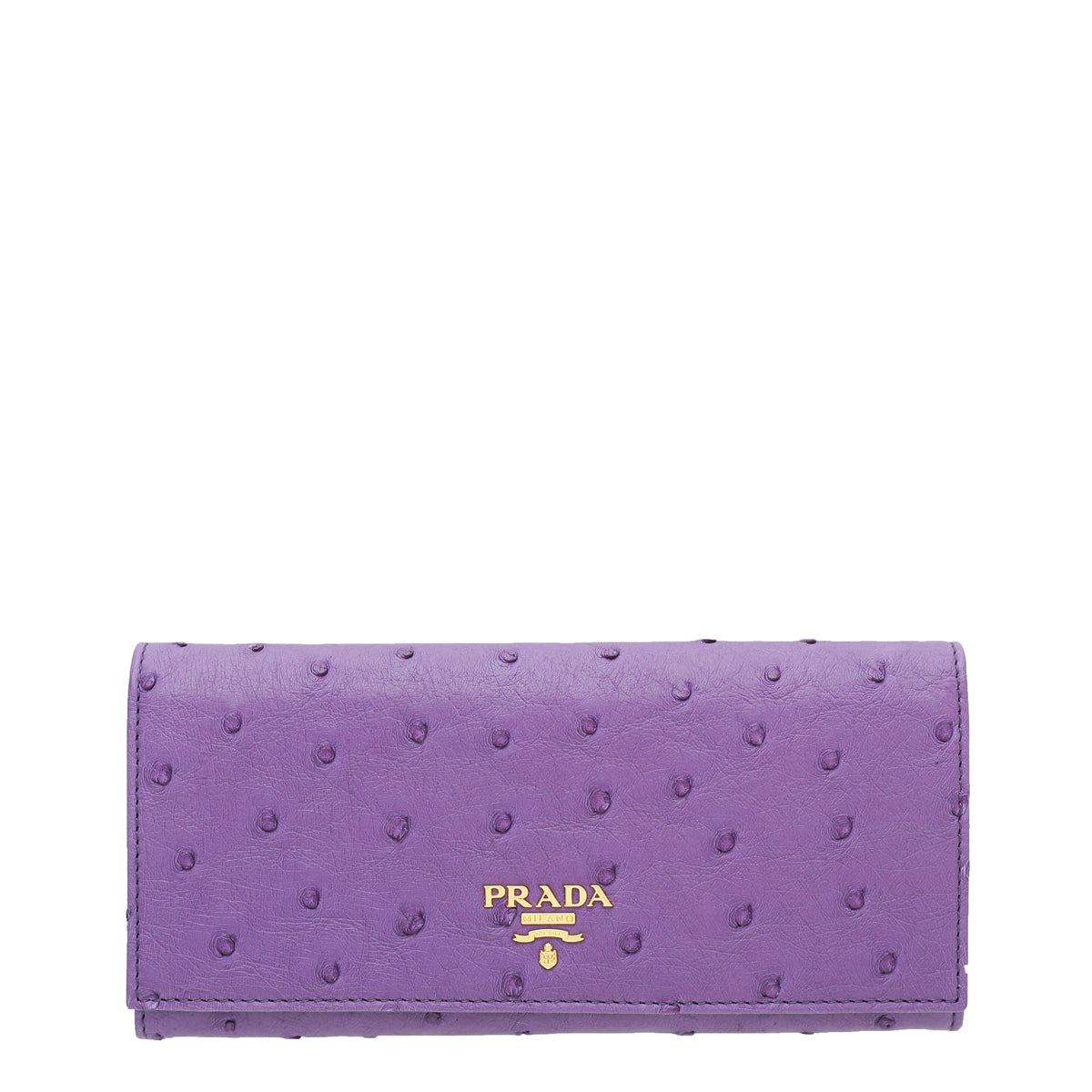 Prada Purple Ostrich Continental Long Wallet