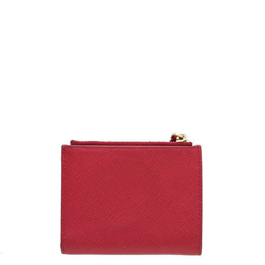 Prada Red Lux Compact Zip Small Wallet