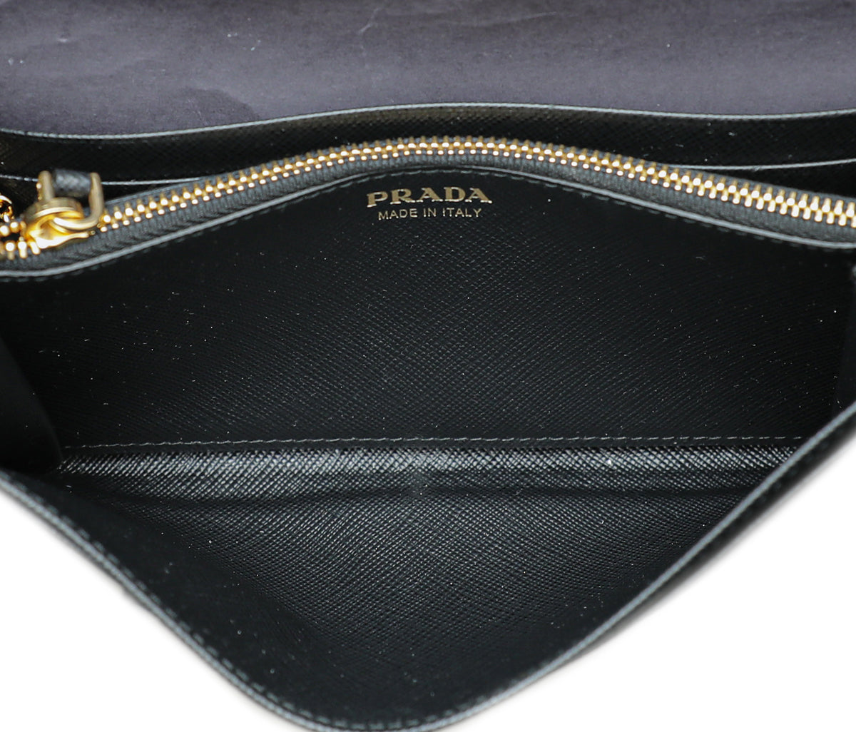 Prada Black Flap Wallet W/ Detachable Card Holder