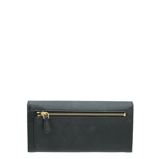 Prada Black Flap Wallet W/ Detachable Card Holder