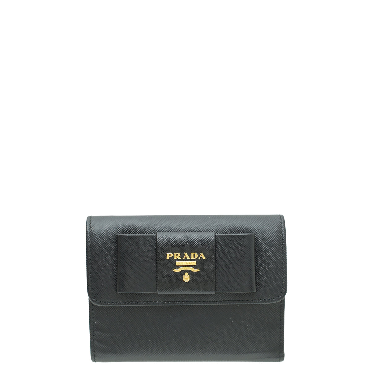 Prada Black Bow Trifold Wallet