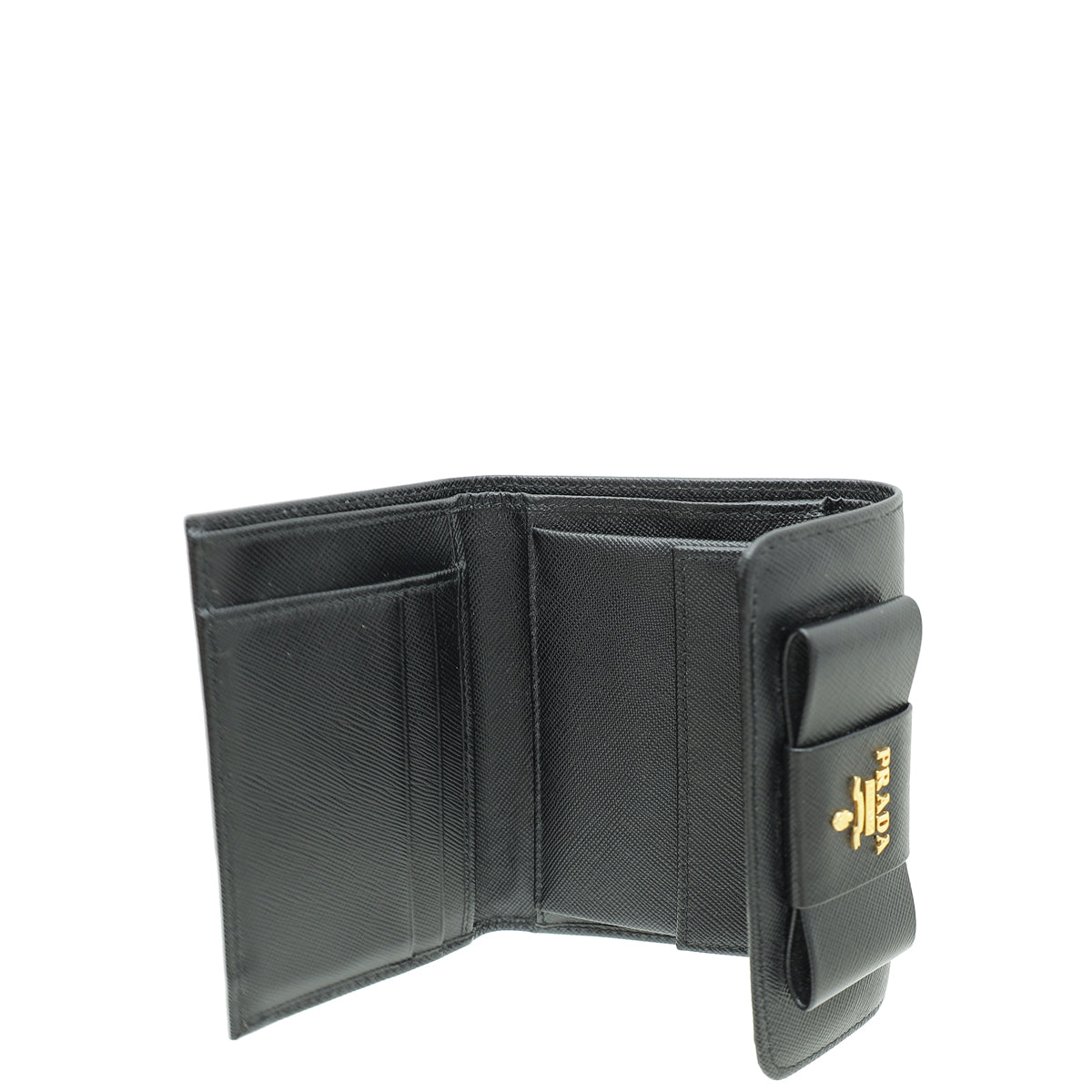 Prada Black Bow Trifold Wallet