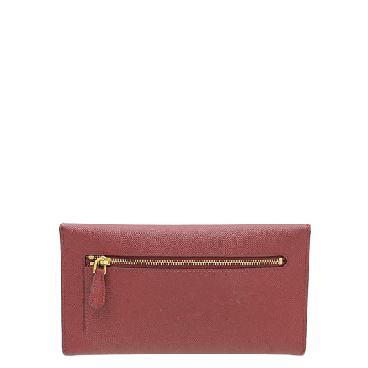 Prada Burgundy Logo Envelope Slim Wallet