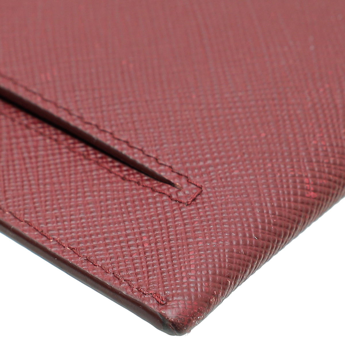 Prada Burgundy Logo Envelope Slim Wallet