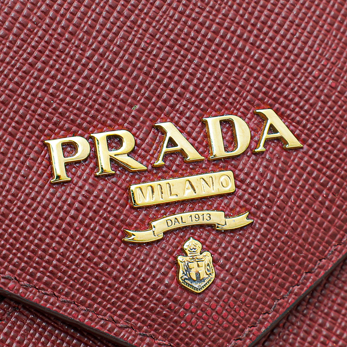 Prada Burgundy Logo Envelope Slim Wallet