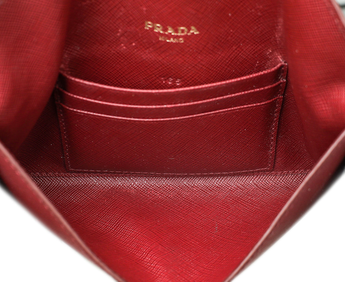 Prada Burgundy Logo Envelope Slim Wallet