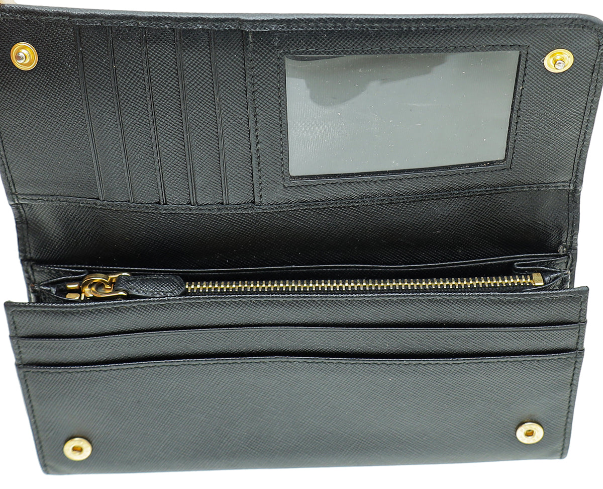 Prada Black Lux Continental Wallet