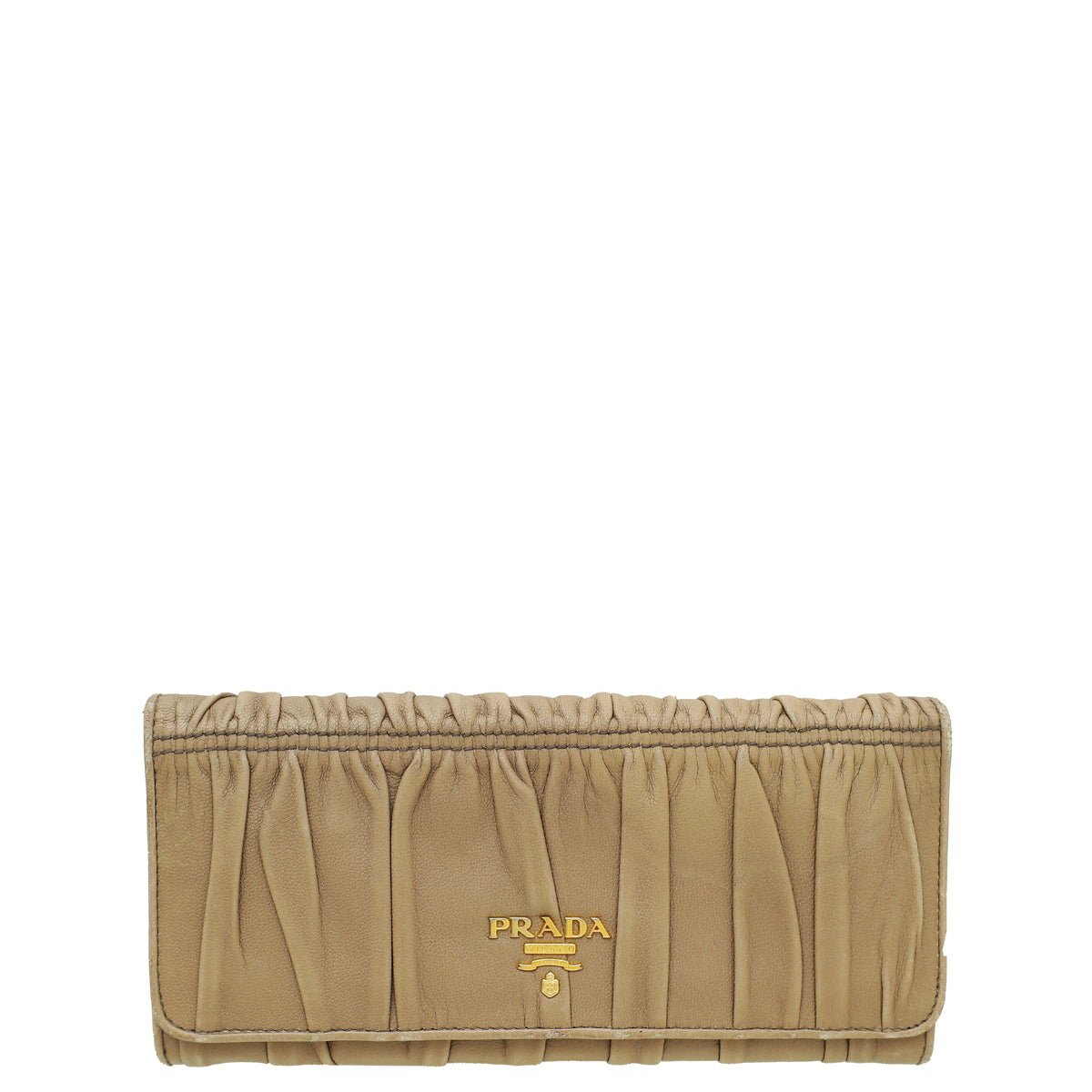 Prada Taupe Gaufre Flap Long Wallet