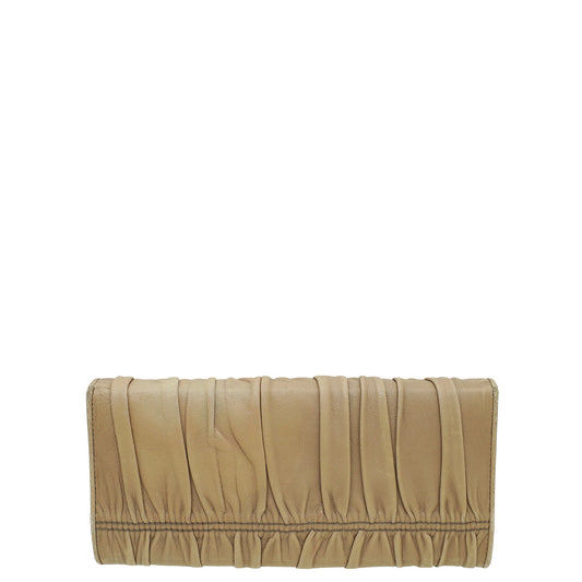 Prada Taupe Gaufre Flap Long Wallet