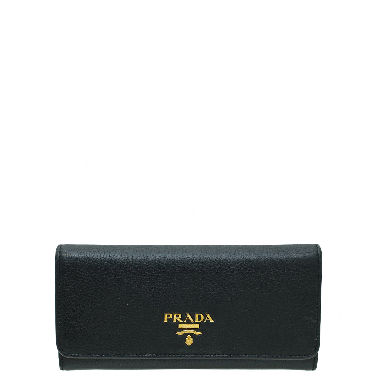 Prada Logo Daino Leather Continental Large Wallet