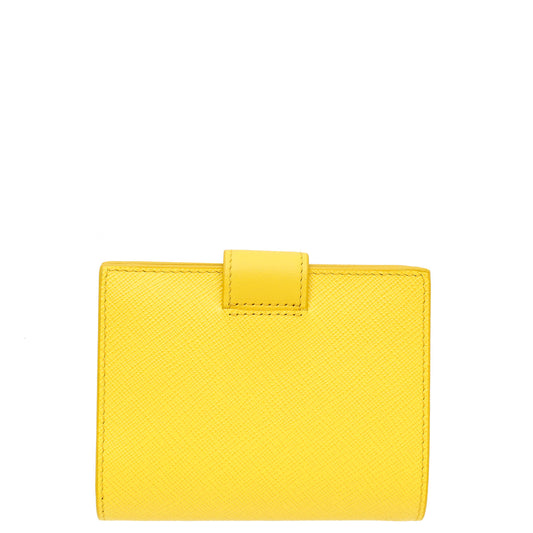 Prada Yellow Small Flap Tab Wallet