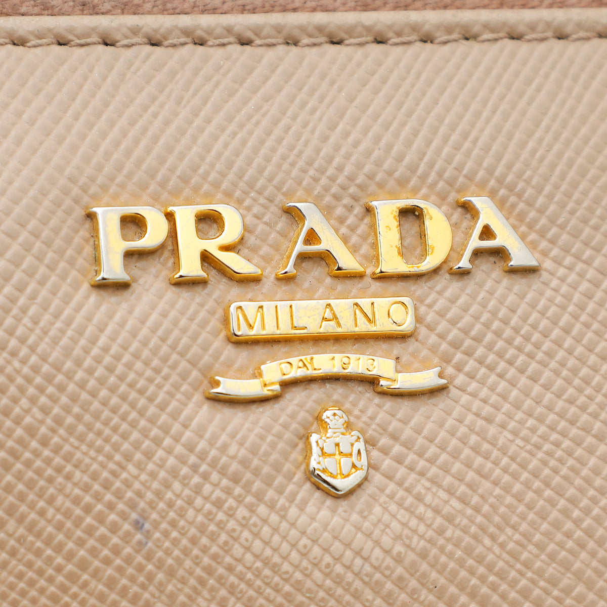 Prada Beige Logo Lux Zip Around Wallet