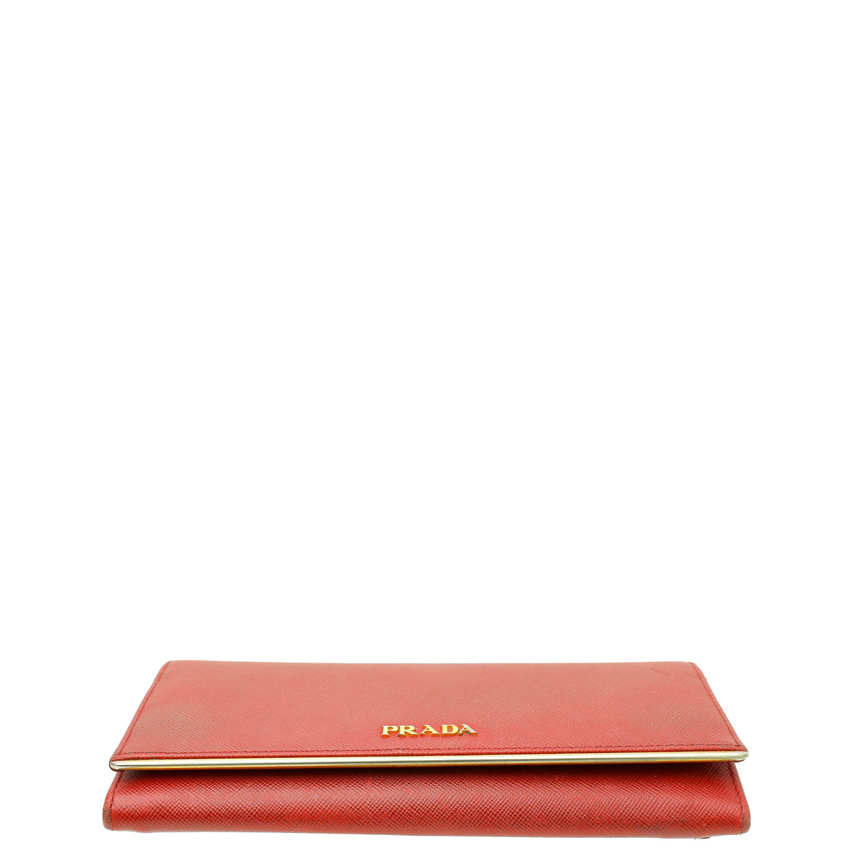 Prada Red Lux Metal Continental Long Wallet