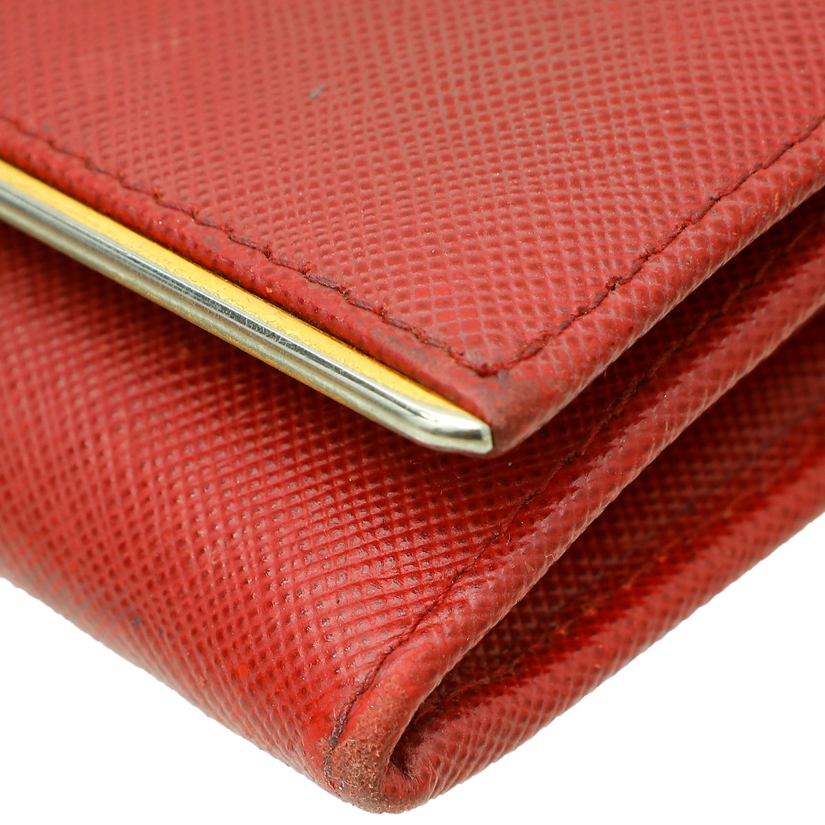 Prada Red Lux Metal Continental Long Wallet