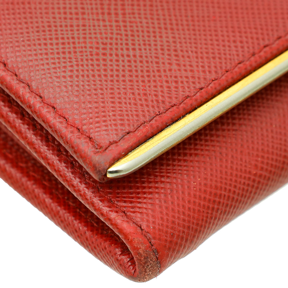 Prada Red Lux Metal Continental Long Wallet