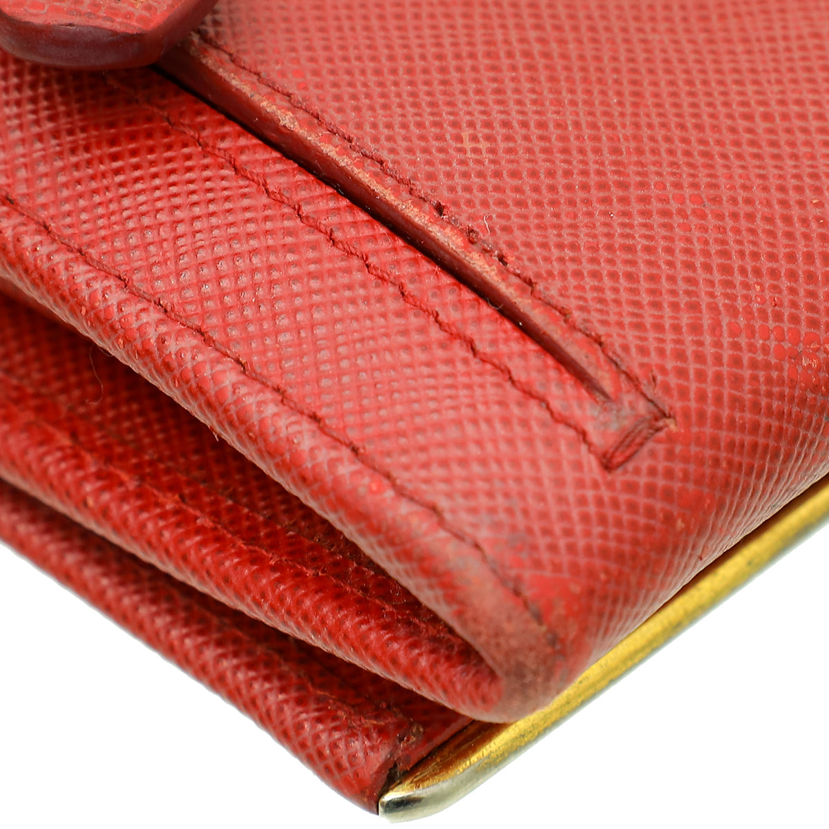 Prada Red Lux Metal Continental Long Wallet