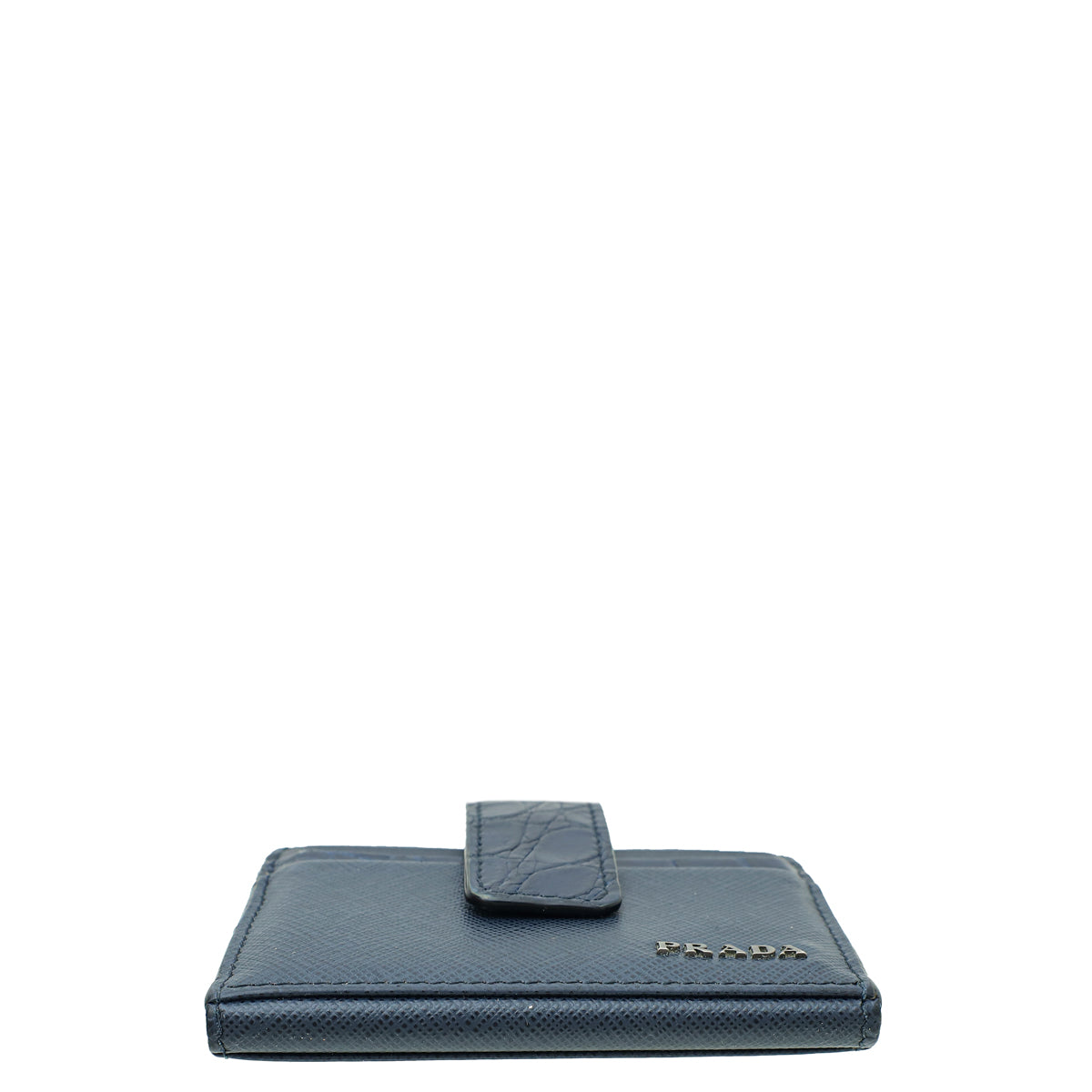 Prada Navy Blue Crocodile Bi-Fold Card Case Wallet