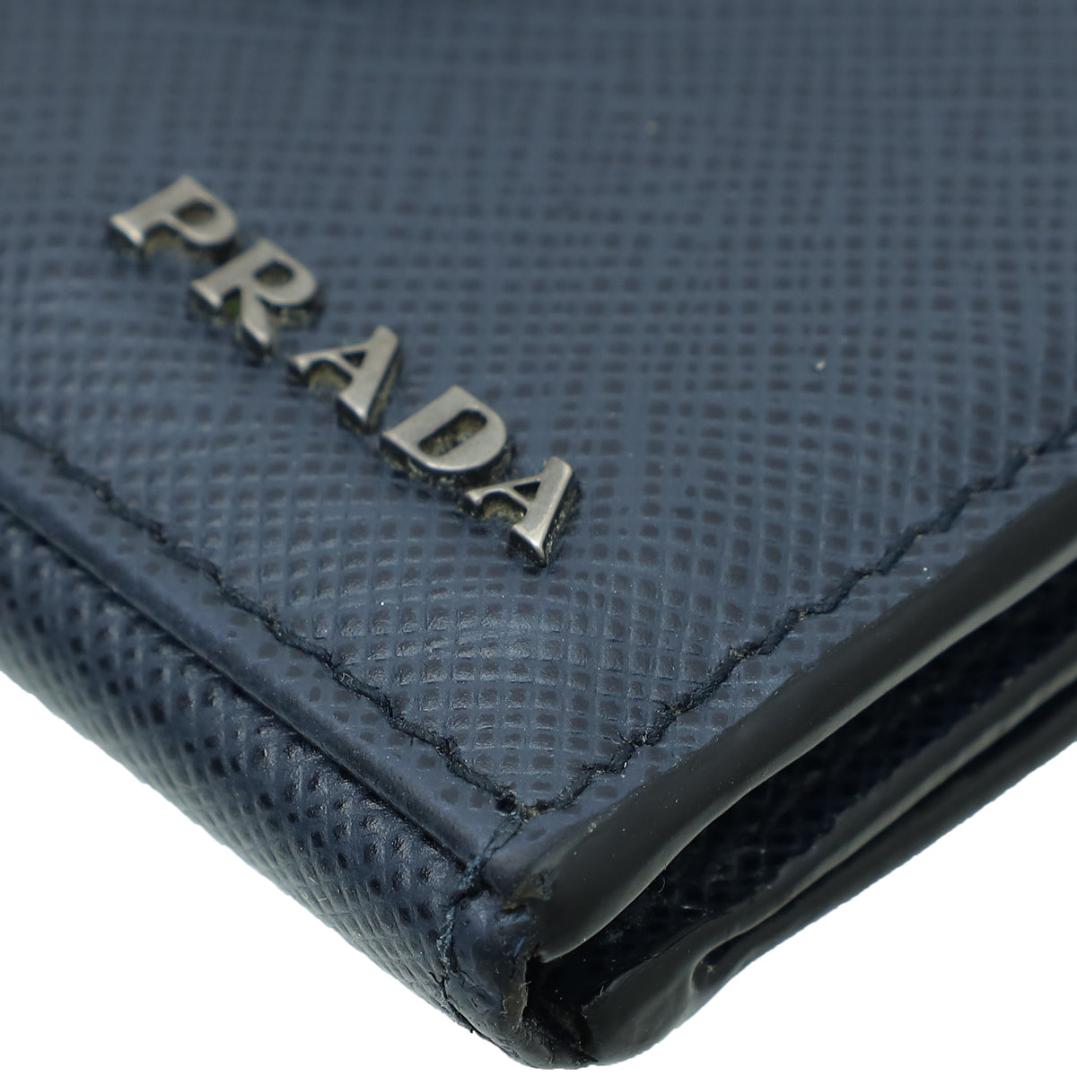 Prada Navy Blue Crocodile Bi-Fold Card Case Wallet