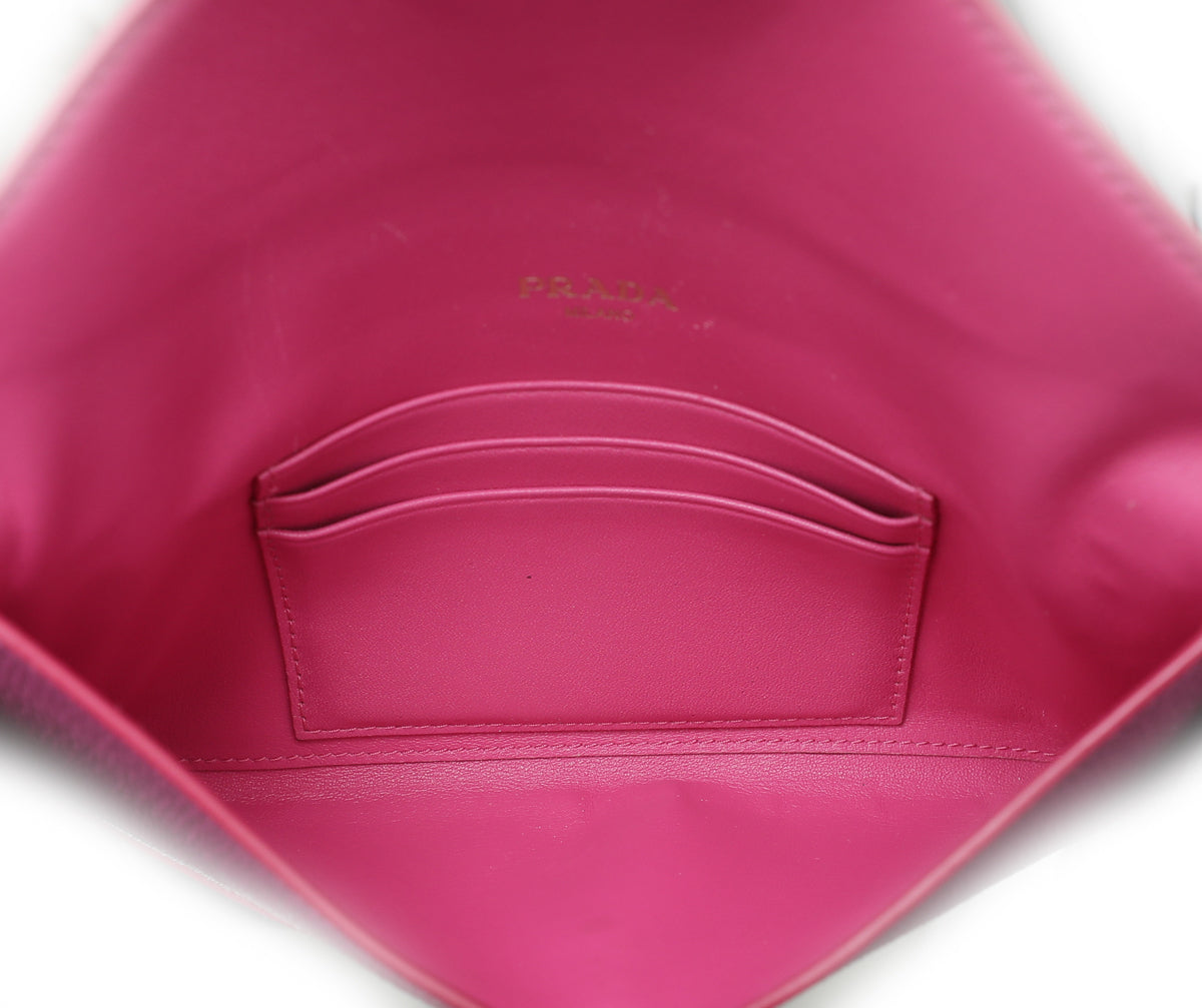 Prada Fuchsia Vitello Move Envelope Slim Wallet