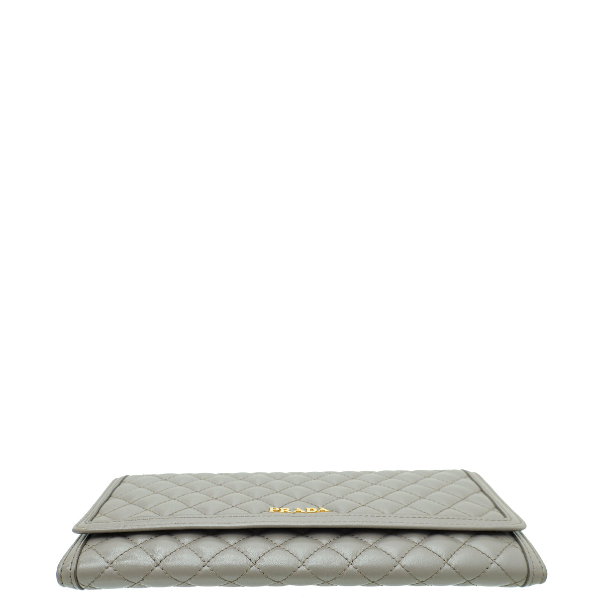 Prada Grey Soft Quilted Wallet on Chain